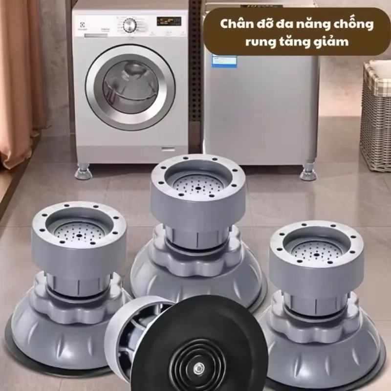 [ CAO CẤP ] Bộ 4 chân máy giặt, tủ lạnh, bếp gas – Tăng giảm chiều cao, đế cao su chống trượt, giảm ồn