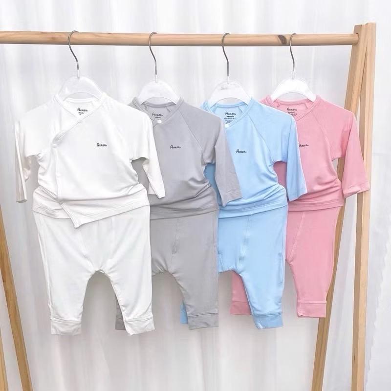   Avaler Chính Hãng  Bộ Quần Áo Sơ Sinh Dài Tay AVALER Vải Sợi Tre Cao Cấp Mềm Mại Cho Bé 