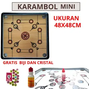 meja karambol mini dapat biji+ kristal pelicin special