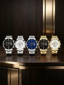 Set de 5 Relojes de Cuarzo de Lujo para Hombre, Estilo Genial y Guapo, Caja de Aleación Redonda, No a Prueba de Agua, Adecuados para Vestir de Negocios y Casual