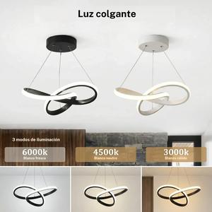 Lámpara colgante de LED moderna, diseño creativo de línea de trébol, iluminación de techo regulable, acabado, tamaño de 24 cm