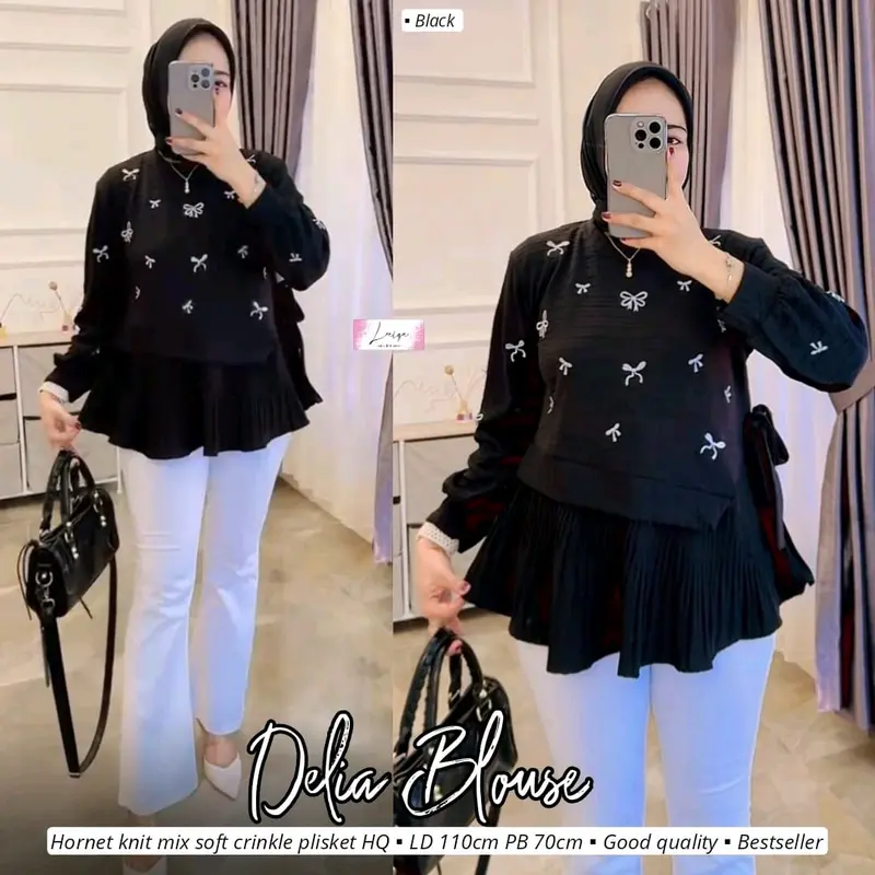 Frila/Delia/luvita/Selly/Atasan Wanita Modern Kekinia Bestseller/Blouse Wanita Mix Bordir Pita Bahan Adem Poll 0
