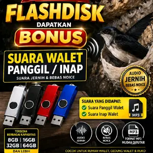 Flashdisk Dapatkan Bonus Suara Walet Panggil atau Inap. Audio Jernih Bebas Noise Format MP3 Mudah Diputar