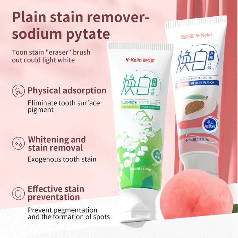 Y-Kelin PASTA GIGI RASA PEACH Fluorinated Whitening Toothpaste 4