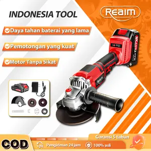 REAIM Peningkatan baru Gerinda Baterai Brushless 4Inch 450W Memotong dan memoles cakram dengan baterai untuk keperluan rumah dan industri murah Motor serba tembaga kokoh dan tahan lama abadi REAIM Peningkatan baru Gerinda Baterai Brushless 4Inch 450W Memotong dan memoles cakram dengan baterai untuk keperluan rumah dan industri murah Motor serba tembaga kokoh dan tahan lama abadi