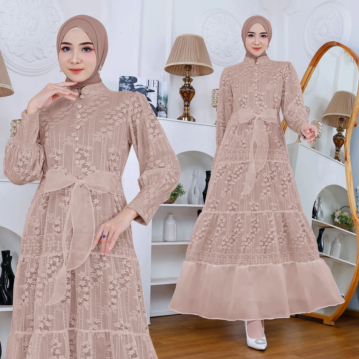 Aurora Boutiq MAXI ADIVA | M L XL | 6 WARNA | Busui Friendly Terbaru Gamis Brukat Organza Fashion Busana Muslim Wanita Lebaran Mewah Kondangan Pesta Dress Balon Gaun