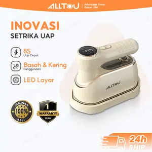 ALLTOU 1200W Setrika Uap Daya Tinggi, Pemanasan Cepat 8 Detik, Lipat Portabel, Setrika Kering & Uap 2-in-1, Setrika Mini Rumah Tangga & Perjalanan, Dilengkapi Gelas Ukur & Alas