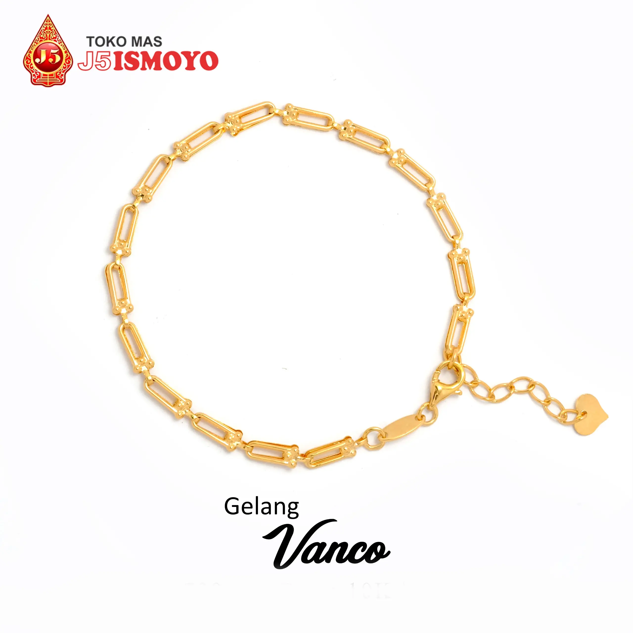 Gelang Emas Asli Bersurat Model Rantai Polos Vanco J5Ismoyo