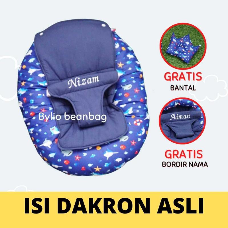 GRATIS CUSTOM NAMA BAYI | SOFA BAYI MOTIF KARAKTER BAHAN CVC  GRATIS BANTAL MAHKOTA DAN ADA TAS MIKA 3