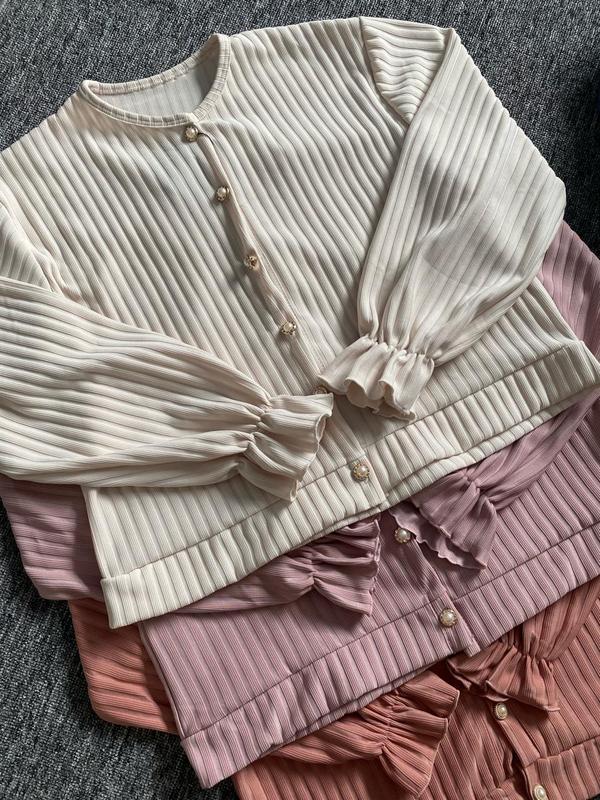 Cardigan Crop Hornet Korean Look Style Polos Wanita Atasan Lembut Knitwear Outer Basic Panjang Tebal 6