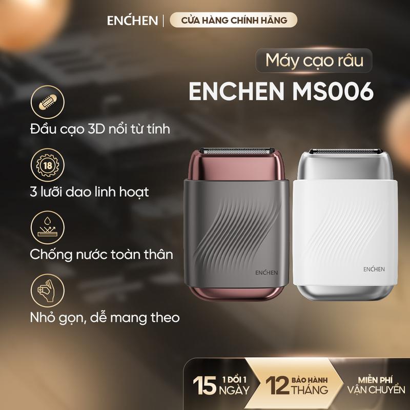   Dòng Cao Cấp  Máy cạo râu Enchen Mini MS006 - đầu cạo nổi từ tính -  lưỡi dao nâng cấp - chống nước toàn thân - BH 12 tháng 