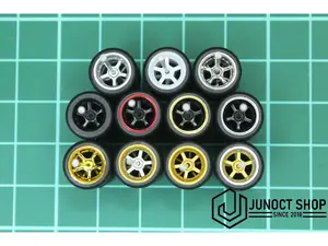 Wheel Velg Ban Karet 1:64 M006 5-Spoke Classic Racing Star Model 10,7mm Model Bintang Customize
