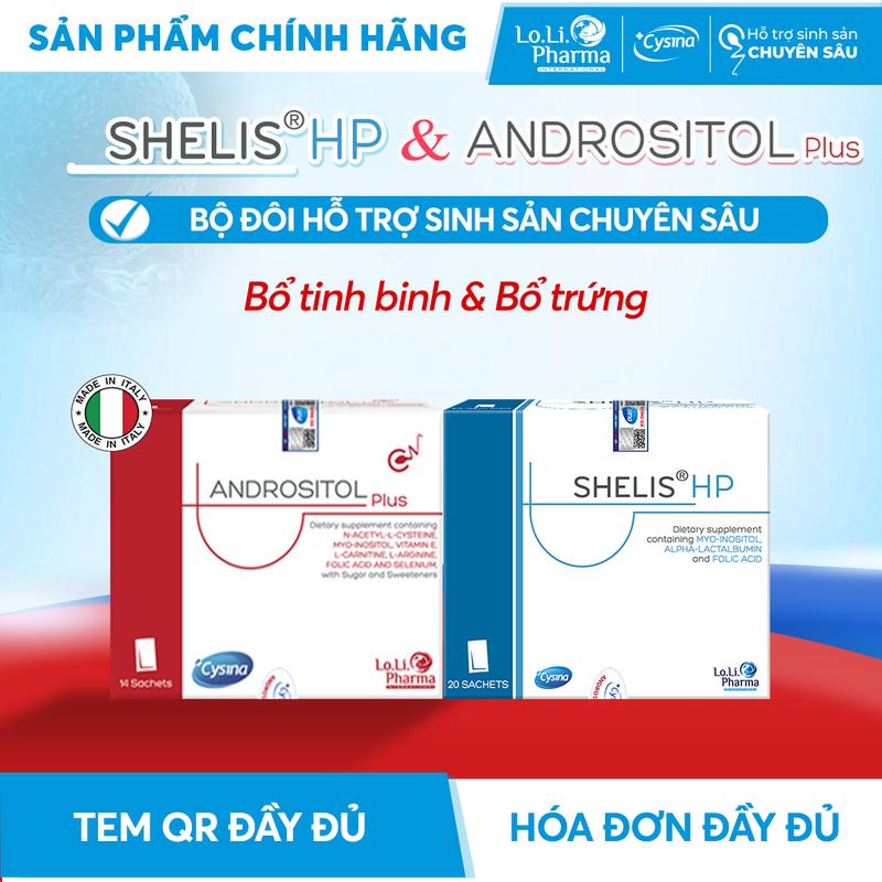 Combo Bổ Trứng Tinh Trùng, Andrositol Plus Và Shelis HP Nâng Cao Khả Năng Mang Thai Tự Nhiên - Sản Phẩm Chính Hãng Từ Italy