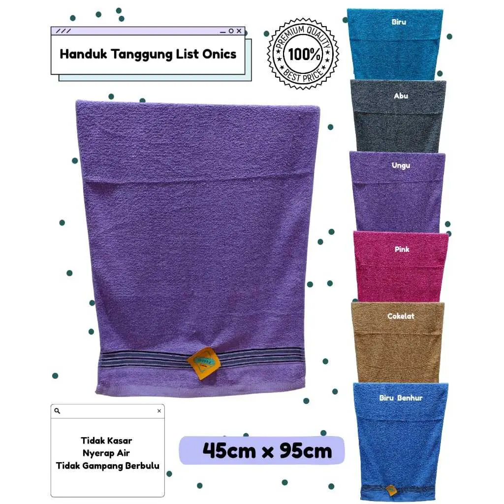 HANDUK TANGGUNG KATUN ONIC LIS POLOS UK 45 X 95 CM