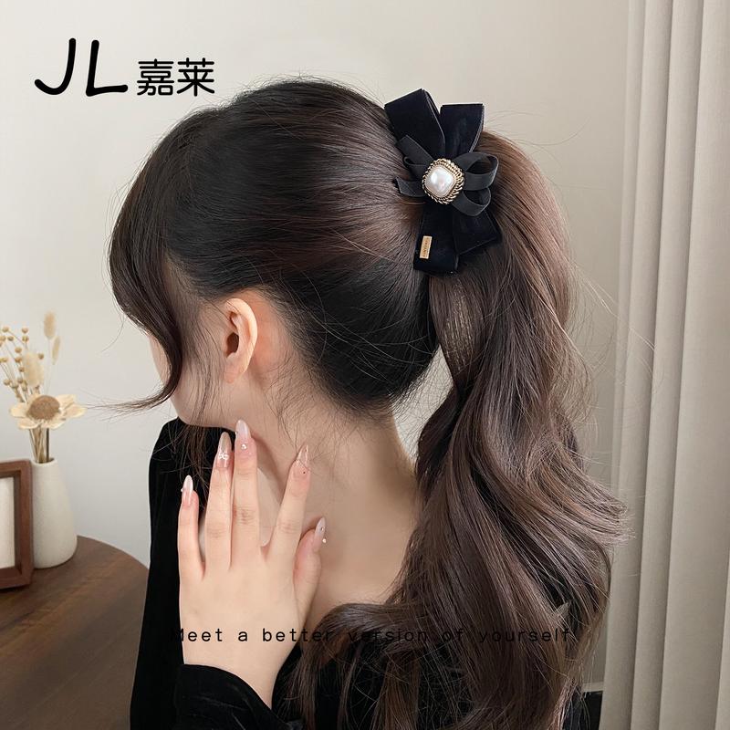  A159 Kẹp dọc cao cấp giúp làm phồng tóc họa tiết đá nơ nhung ngọc 