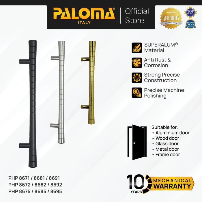 Gambar PALOMA Gagang Tarikan Pintu Dooe Pull Handle Superalum Gold Emas Black Hitam Grey Abu PHP 8671 PHP 8672 PHP 8675 PHP 8681 PHP8682 PHP 8685 PHP 8691 PHP 8692 PHP 8695 - PVD Gold, 480 mm dari PALOMA Official Kota Administrasi Jakarta Timur Tokopedia