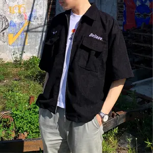 BELIEVEDIAGEMSAE EMBROIDERY WORK SHIRT CORDUROY | BELIEVE | Black