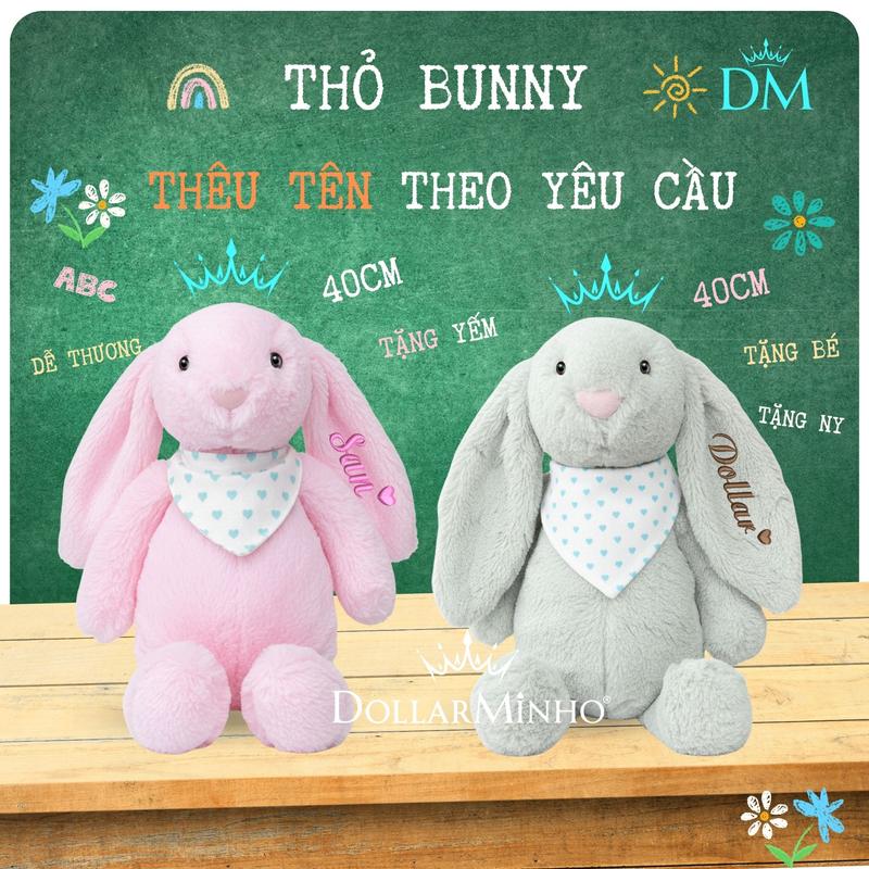 Tặng Yếm Thỏ Bông Bunny Thêu Tên Theo Yêu Cầu Gấu Bông Mềm Dành Cho Bé Và Người Thương