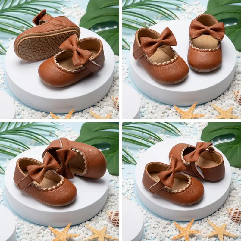 Giày Cho Em Bé Gái, Cỡ Trẻ Mới Biết Đi, Có Nơ, Giày Công Chúa, Màu Trơn Cắt Nông, Giày Đơn, Không Trơn Trượt, Thích Hợp Cho Em Bé Và Trẻ Mới Biết Đi 2