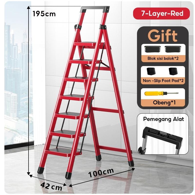 Product Introduction of REAIM Tangga 6 Step Premium Rumah Lipat Ladder  Besi Lipat Household Steel Ladder/ Tangga Lipat Aluminium tangga besi 55