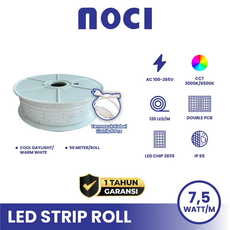 Noci Lampu Selang Mata Rapat IP20 LED Strip/COB Strip Cahaya Kuning 3000K/Netral 4000K/Putih 6500K Super Terang Hemat Daya