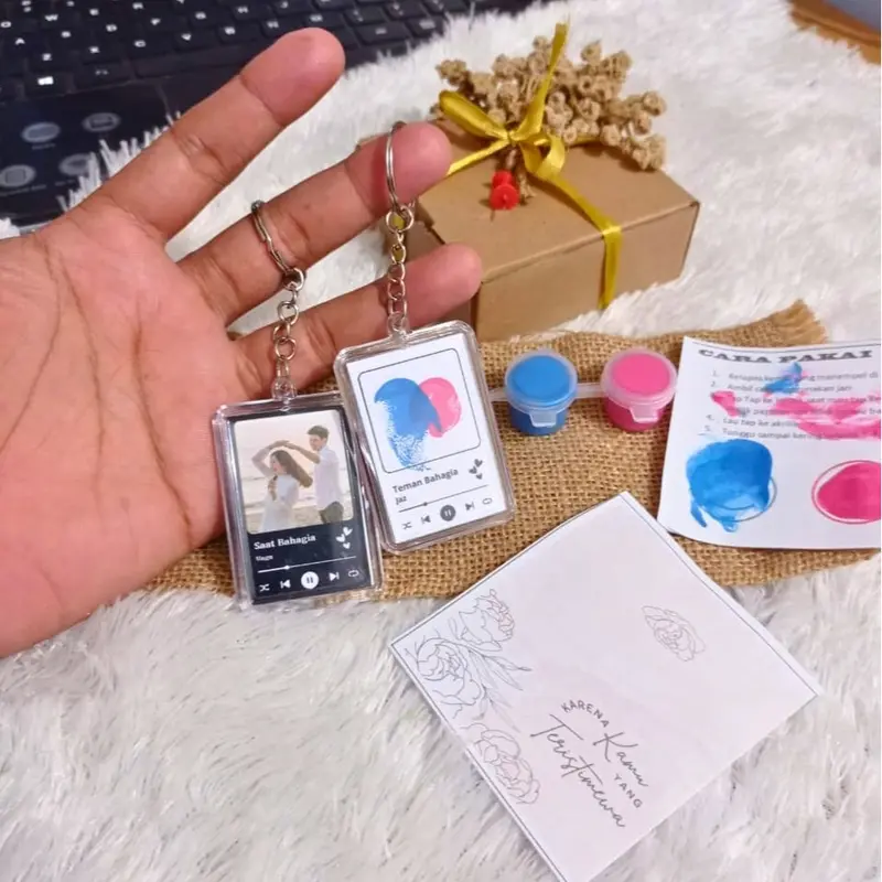 (Free Cat) KEYCHAIN FOTO + SIDIK JARI GANTUNGAN KUNCI SPOTIFY SIDIK JARI 4