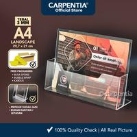 Gambar Carpentia | Brochure Holder Acrylic tebal 3 mm - Tempat Brosur Akrilik A4 Horizontal Landscape - Tipe A Bening - [Rak Pamflet Display Flyer Meja Desk] dari Carpentia Indonesia Kota Tangerang Selatan 1 Tokopedia