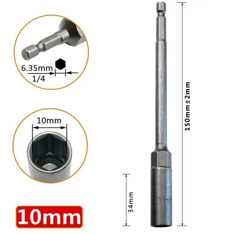 Adaptor Socket Mata Kunci Shock Format Hexagonal Ukuran 8 10 12 mm Panjang 150mm Extended, Bisa Untuk Buka Bak CVT Motor Matic. 7