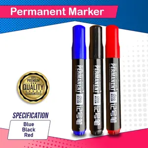 Spidol Permanent Marker Tahan Air Cepat Kering Tidak Mudah Pudar Hitam Biru Merah Ukuran 13.7cm Cocok Untuk Menandai Kode Produk Karton Kardus