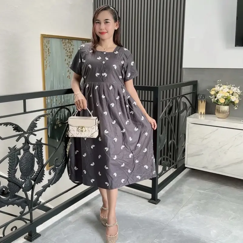 Daster Qween Kain Rayon Premium Grade A Busui Kancing Dress Wanita  Bumil Baju Santai 3