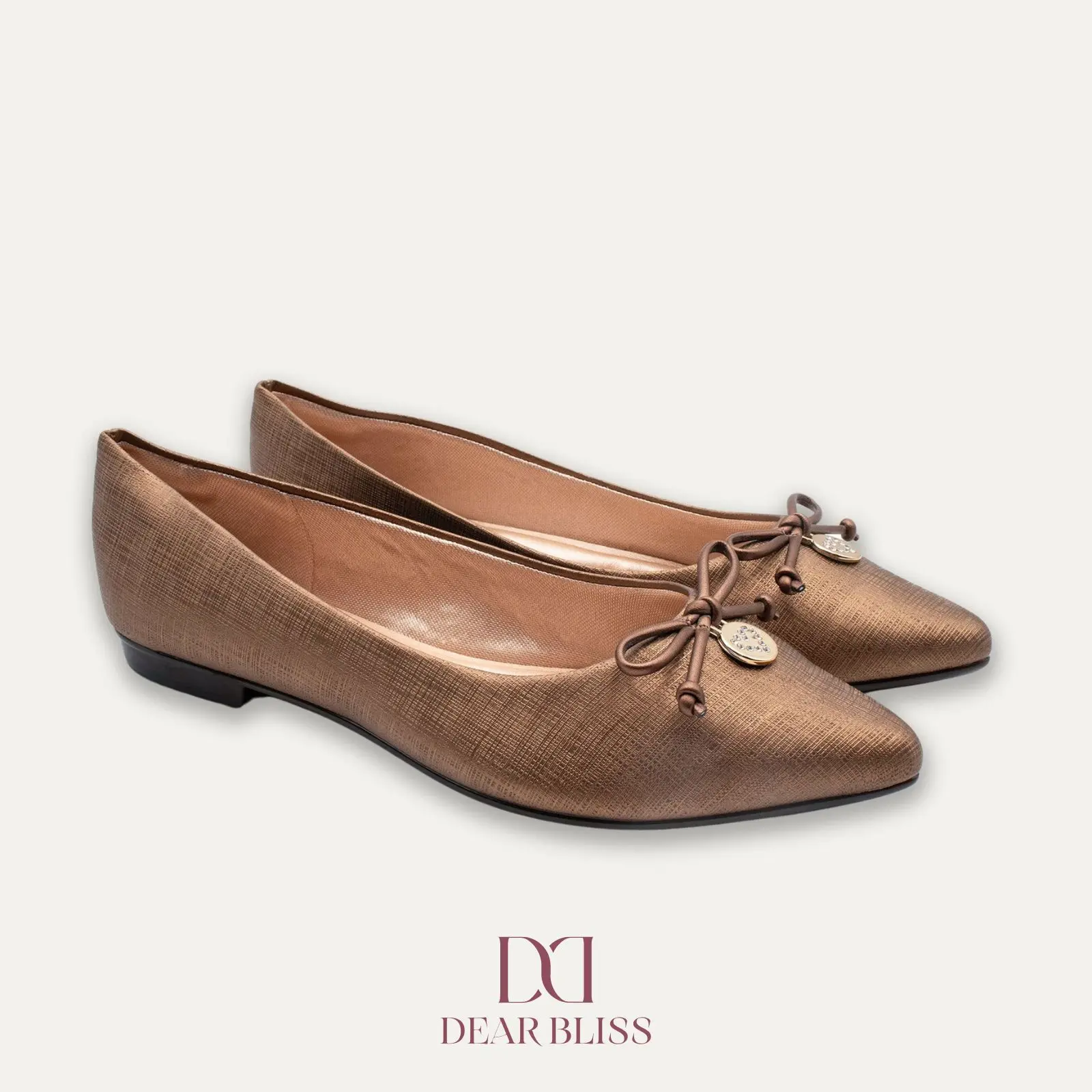 DEAR BLISS Yesenia Bronze Pointed Toe Flats