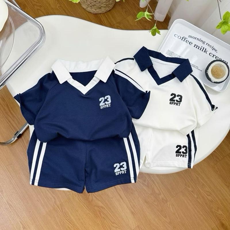 BỘ POLO số 23 cho bé trai áo có cổ , 2 màu XANH THAN & BE, size 8-19 kg, hàng mới về hè 2025, xuhuong2025