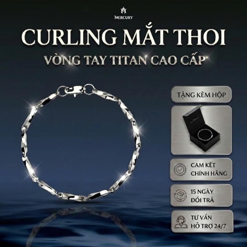 Vòng tay titan không gỉ unisex kèm hộp cao cấp MERCURY