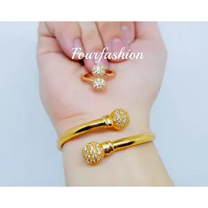 Fourfashion Gelang Bangle+cincin Bola-Bola Full Permata Kekinian