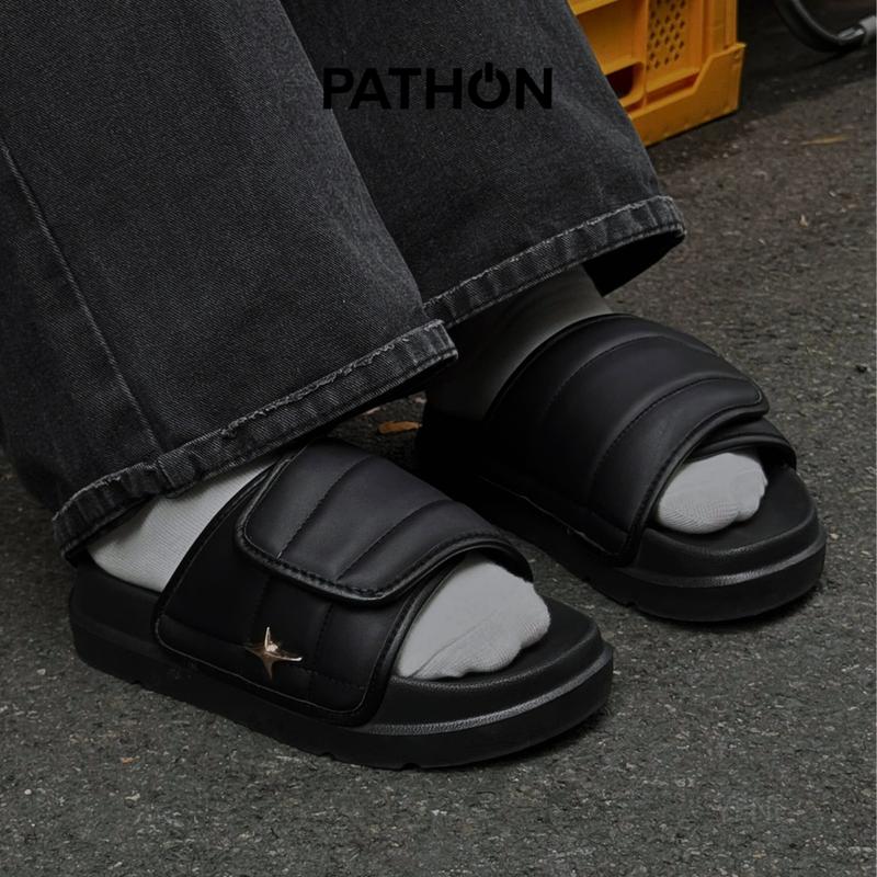 Deal Cuối Năm Dép Pathon Star Lava SD175 slides unisex quai xé dán đinh tán ngôi sao đế EVA cao sandal - Dép nam dép nữ đẹp tăng chiều cao nam nữ slipper đế bằng lót êm ái full balck