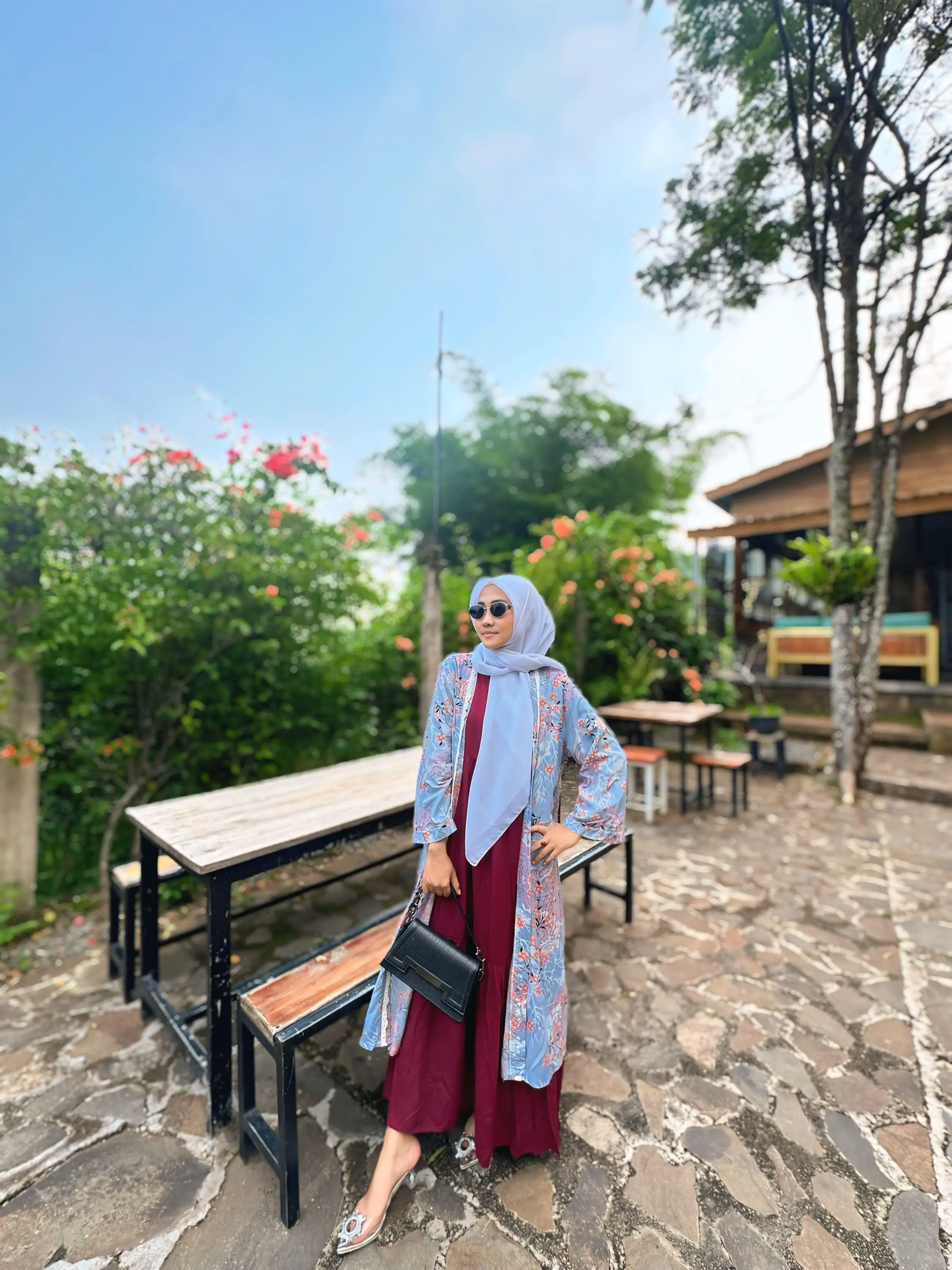 ONE SET OUTER GAMIS LEBARAN TERBARU 2025 Motif Gamis Muslim Panjang Rayon Twill Baju Wanita Setelan Dress
