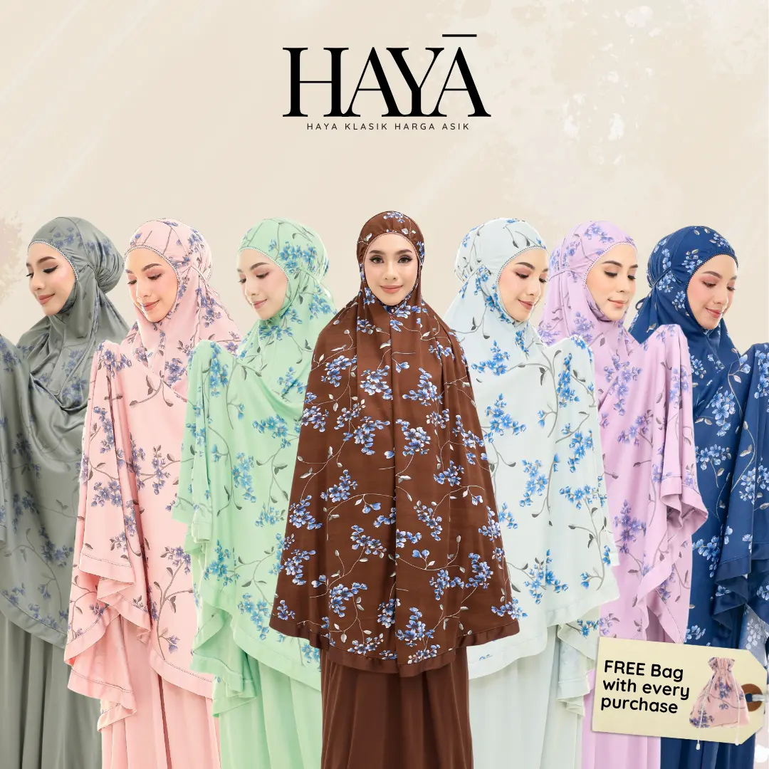 HAYĀ GENTIAN TELEKUNG TRAVEL – TELEKUNG CORAK BUNGA TELEKUNG FASHION BARU TELEKUNG LYCRA VISCOSE ANTI KEDUTAN