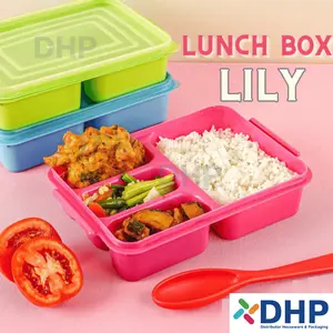 Lunch Box LILY 4 Sekat Tempat Bekal Ompreng Kotak Makan Catering Kantoran Anak TK Sekolah Lucu Lunch Box Anti Tumpah BPA FREE Aman Untuk Makanan