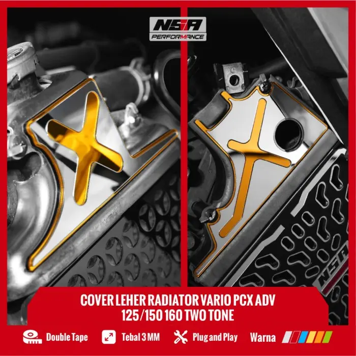 Terbaik NSA COVER LEHER RADIATOR TWO TONE HONDA (VARIO PCX ADV STYLO) Garnish Leher Radiator Honda 125/150/160 Aksesoris Motor NSA PERFORMANCE PROMO TERBATAS  !!!