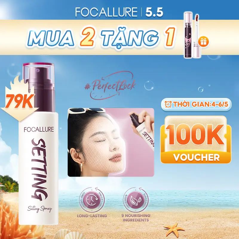 【voucher 90k】Focallure Xịt Khóa Hỗ Trợ Cố Định Lớp Trang Điểm Chứa Thành Phần Giữ Ẩm Hỗ Trợ Kiểm Soát Dầu Thoáng Mát