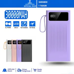 [Exclusive IBEN APPROVE] LENTIVEN Powerbank 30000mah Fast Charging With 4 Kabel Data Led Display PJ57