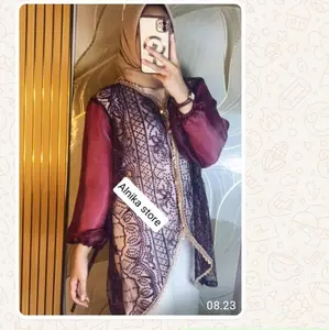 Alnika outer brokat renda full,outer kondangan, hari raya, wisuda, kabaya, baju brokat, Tunik Organza