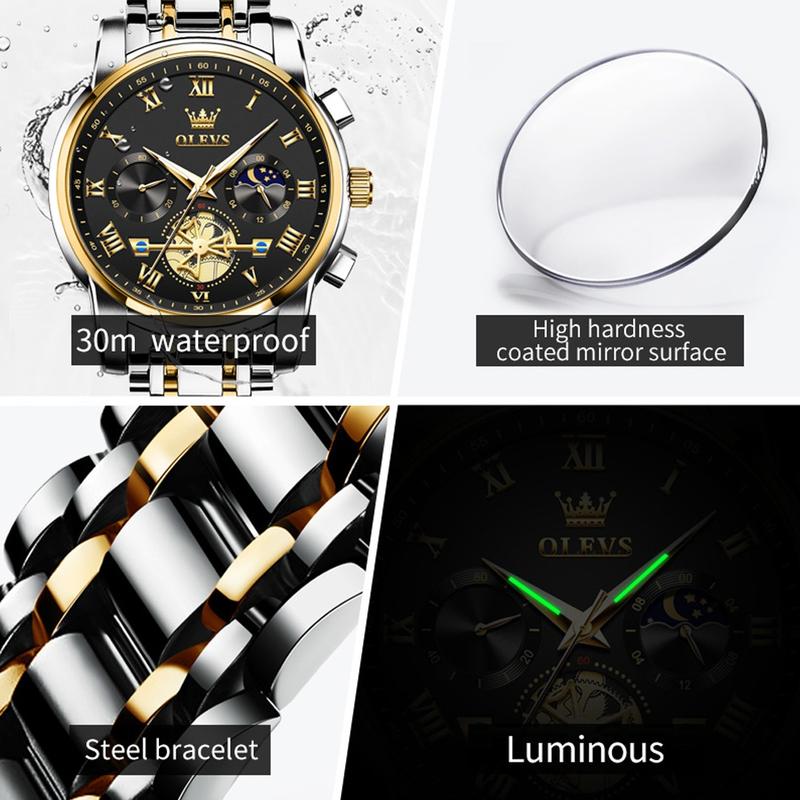 Jam Tangan Pria OLEVS 2859 Anti Air Luminous Analog Chronograph Stainless Steel Men Watch 8