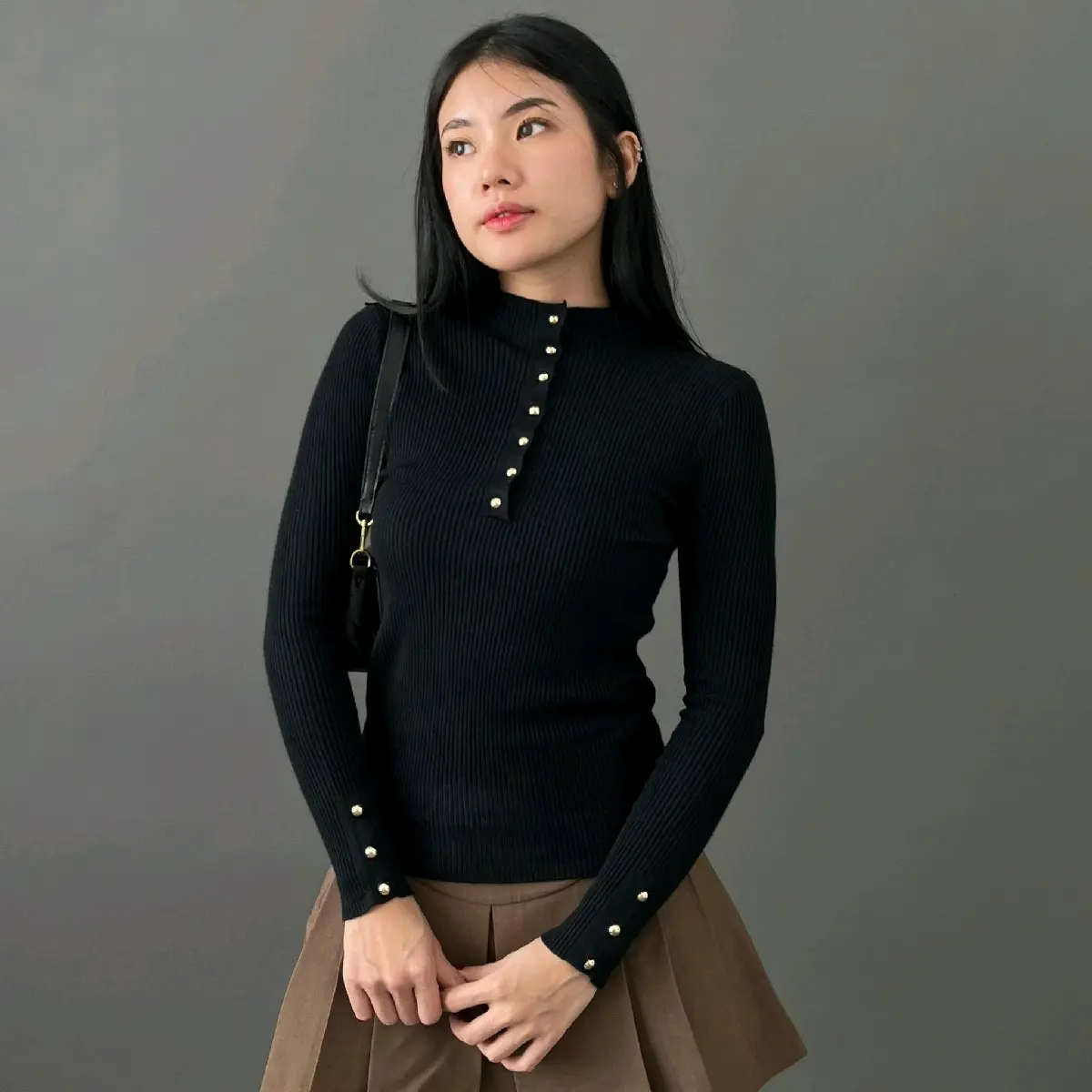 PINKDOSE Manset Rajut atasan lengan panjang  dengan kancing manset bodysuit Baju