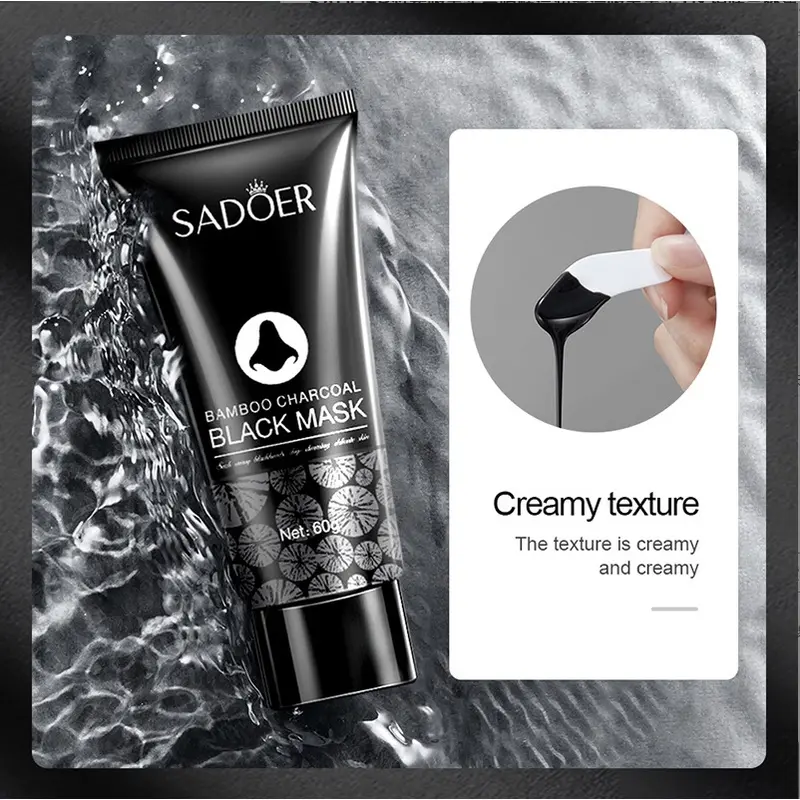 SADOER Bamboo Charcoal Clay Mask Nose Pore Pack Blackhead Remove Angkat Komedo SADOER BLACK MASK TUBE Hidung Kotoran 0