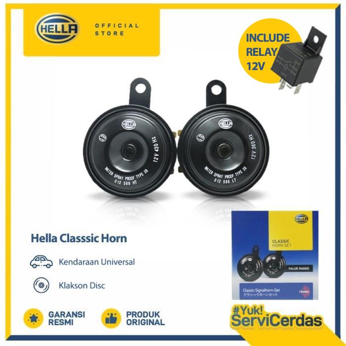 Klakson Mobil Disc Hella Classic Horn 12V Include Relay - Klakson motor - -, -