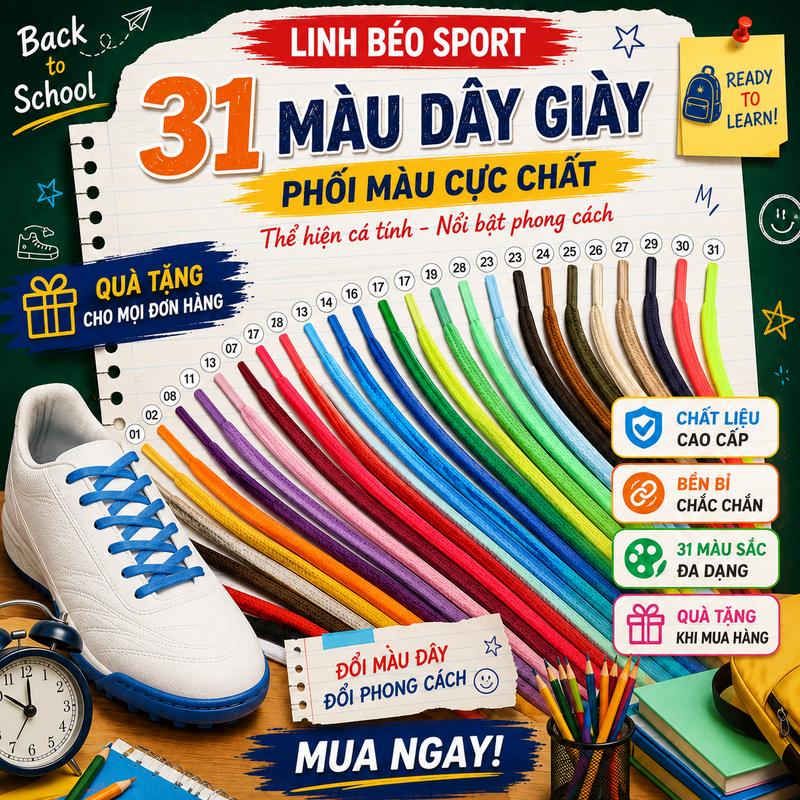 Dây Giày Phối Màu Bản Tròn Dệt Kim 2 Lớp Dài 110cm Nhiều Màu - Dây Thay Thế Cho Giày Thể Thao Sneaker, Giày Đá Bóng dây giày thay thế