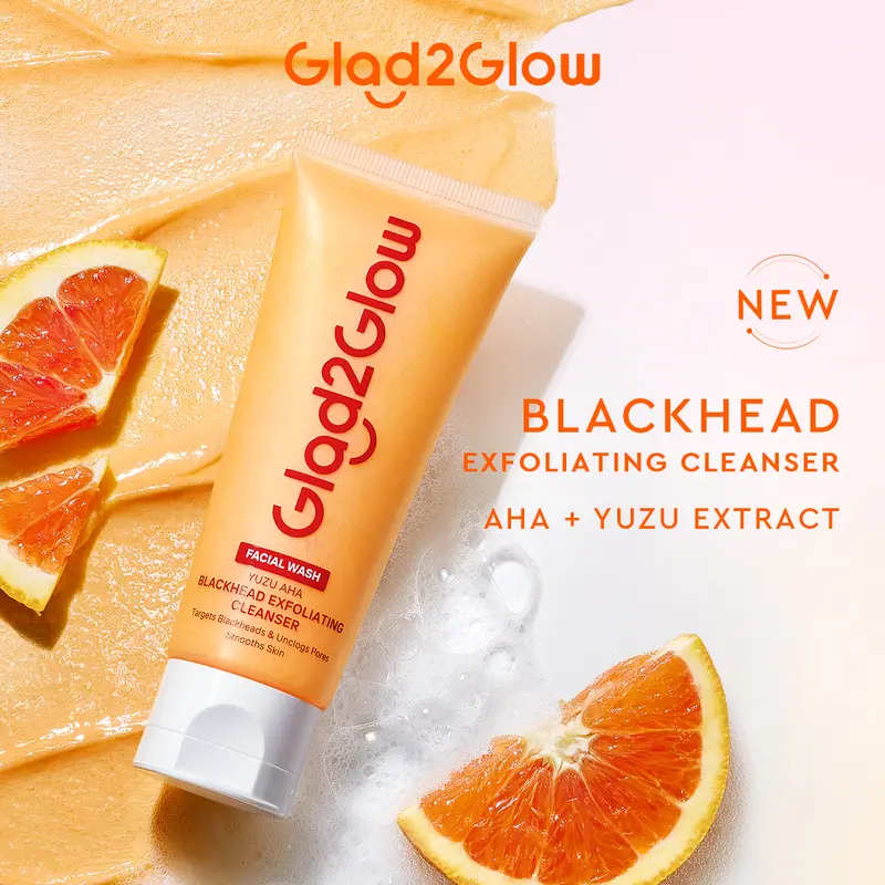 Glad2Glow Cleanser gather -glowing blackhead barrier sensitif exfoliating Berjerawat Ceramide Exfoliating Mencerahkan Pencerah Wajah Arbutin Hitam Niacinamide Cooling Komedo Kusam Pha Vitamin Acid Kering Aging Pelembab 6