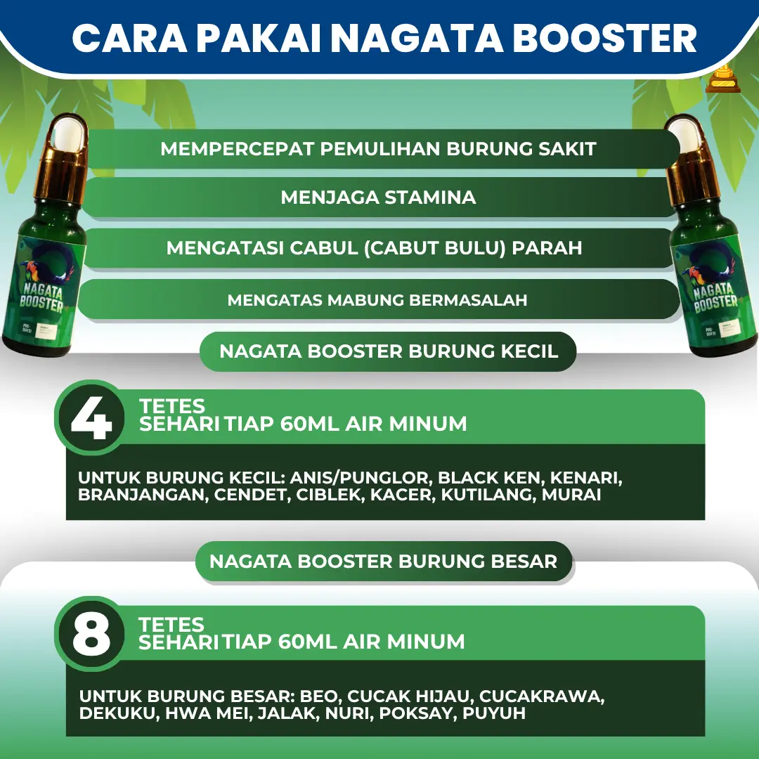 Paket Bundling NAGATA Original | Vitamin Untuk Penggacor Burung 3x Tetes Langsung Gacor | Bisa COD