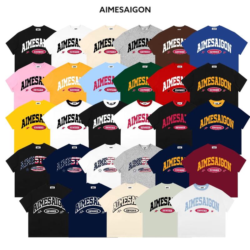 [Ver1] Áo Thun Boxy AIMÉ Cotton Cổ Tròn Nam Nữ "AIMESAIGON XXVIIIXX" Áo Phông Nữ Form Rộng Nữ Mùa Hè Kiểu Đẹp Nam Nữ